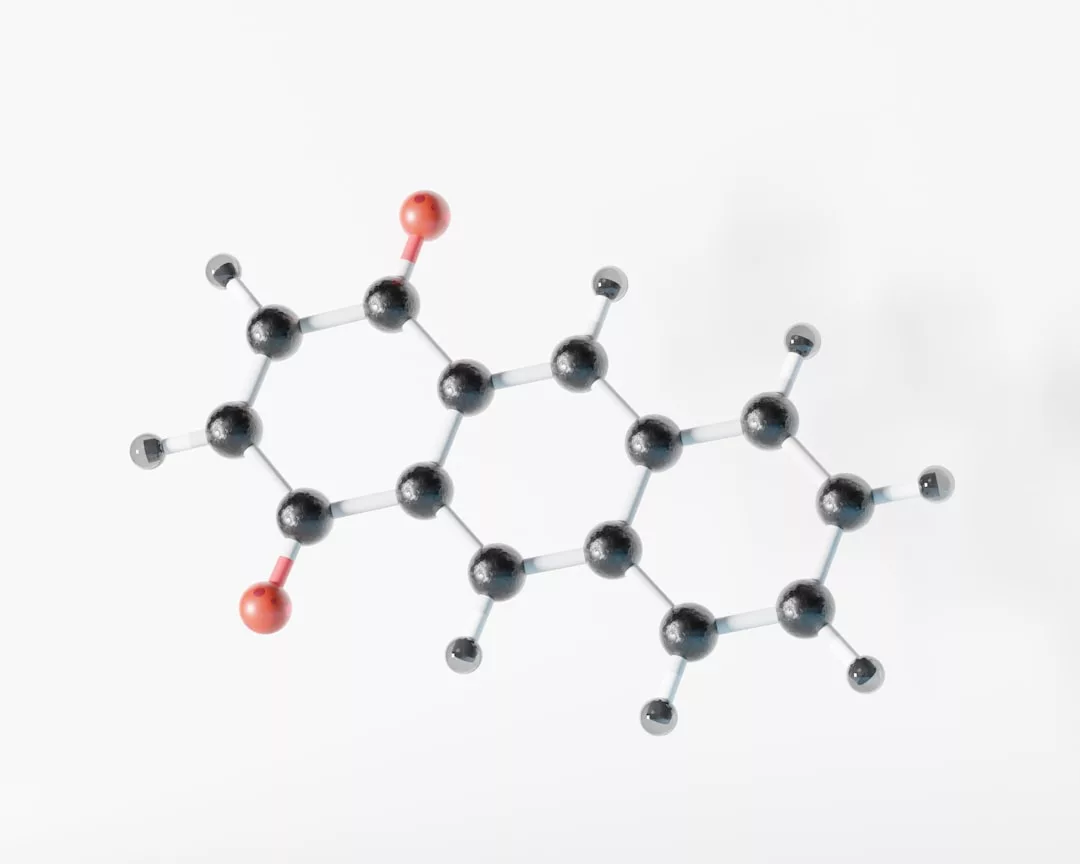 A black and red molecular model representing a chemical compound, shown on a white background—a unique fusion of science and fashion, perfect for a modern lifestyle.