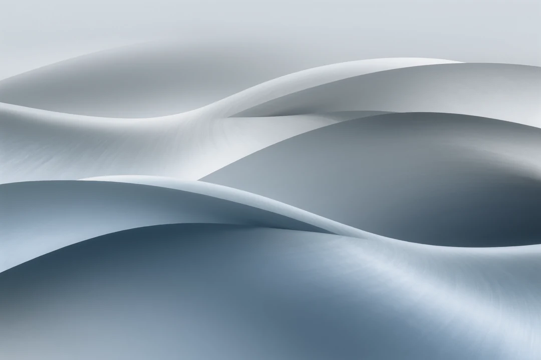 Abstract digital artwork featuring smooth, layered blue curves with gradients, creating a flowing, wave-like pattern against a pale background—perfect for adding a touch of Glamesia-inspired elegance to modern fashion spaces.